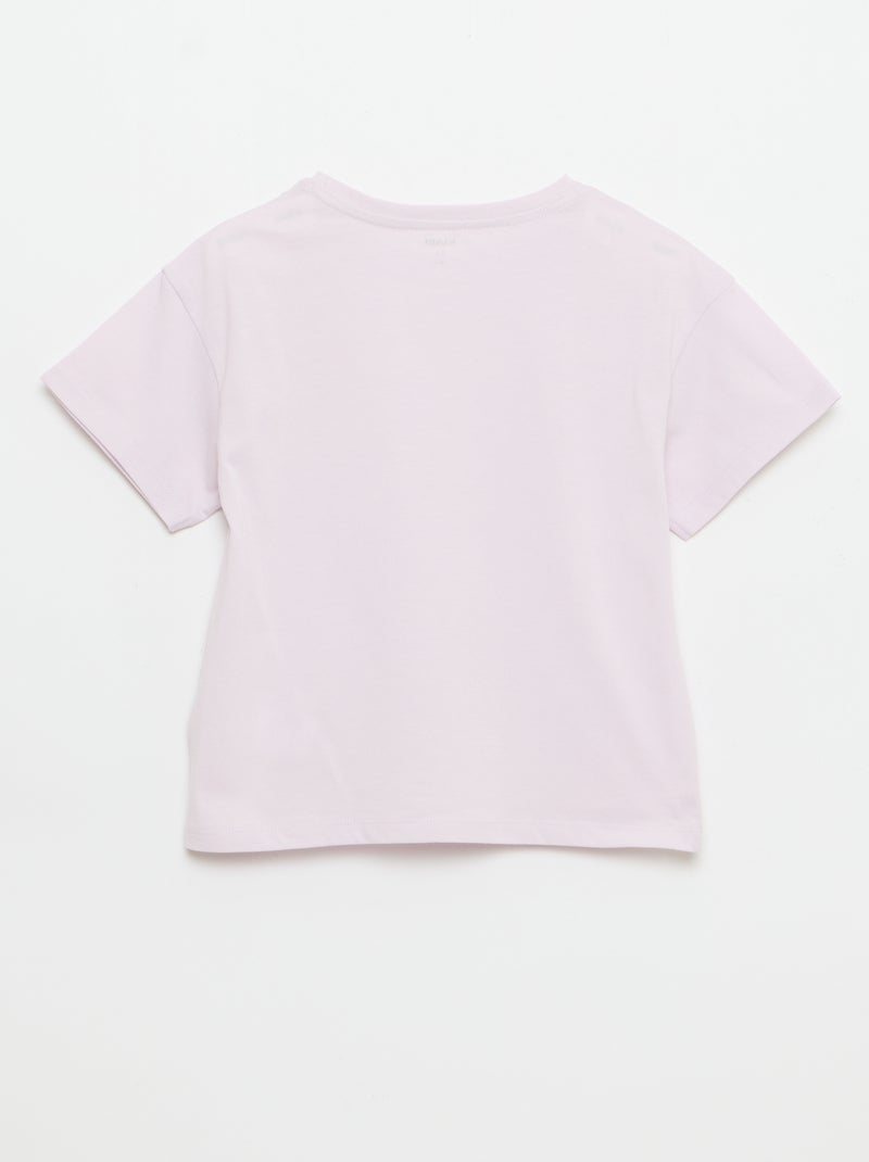 Tee-shirt avec broderie à la poitrine Violet - Kiabi