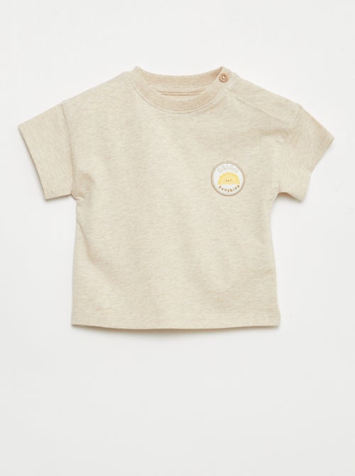 Tee-shirt avec broderie sur poitrine - Kiabi