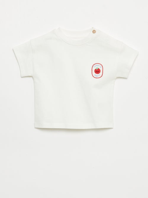 Tee-shirt avec broderie sur poitrine - Kiabi