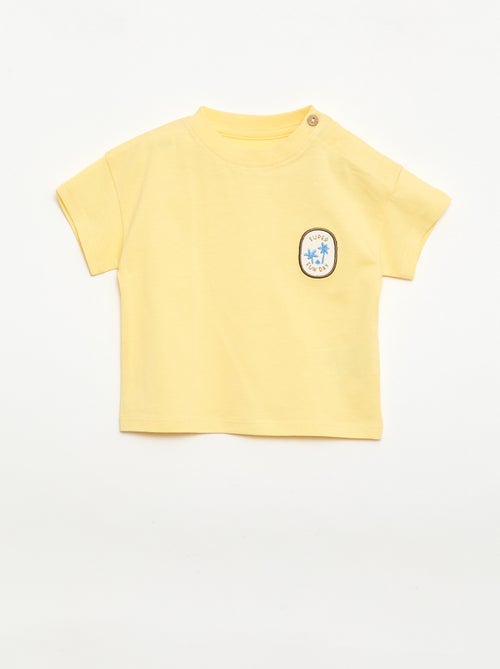 Tee-shirt avec broderie sur poitrine - Kiabi