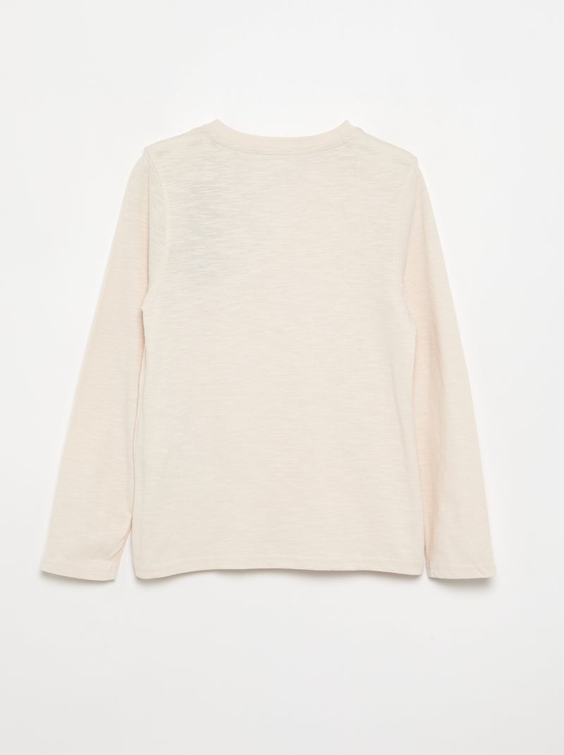 Tee-shirt basique col tunisien Blanc - Kiabi