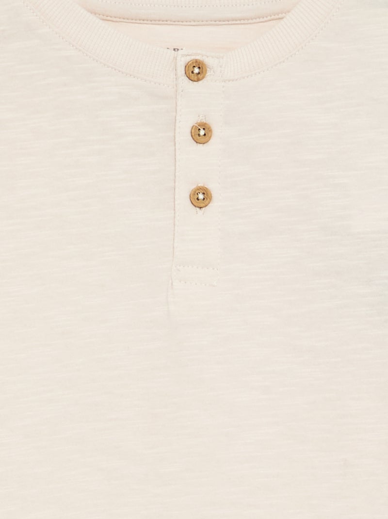 Tee-shirt basique col tunisien Blanc - Kiabi