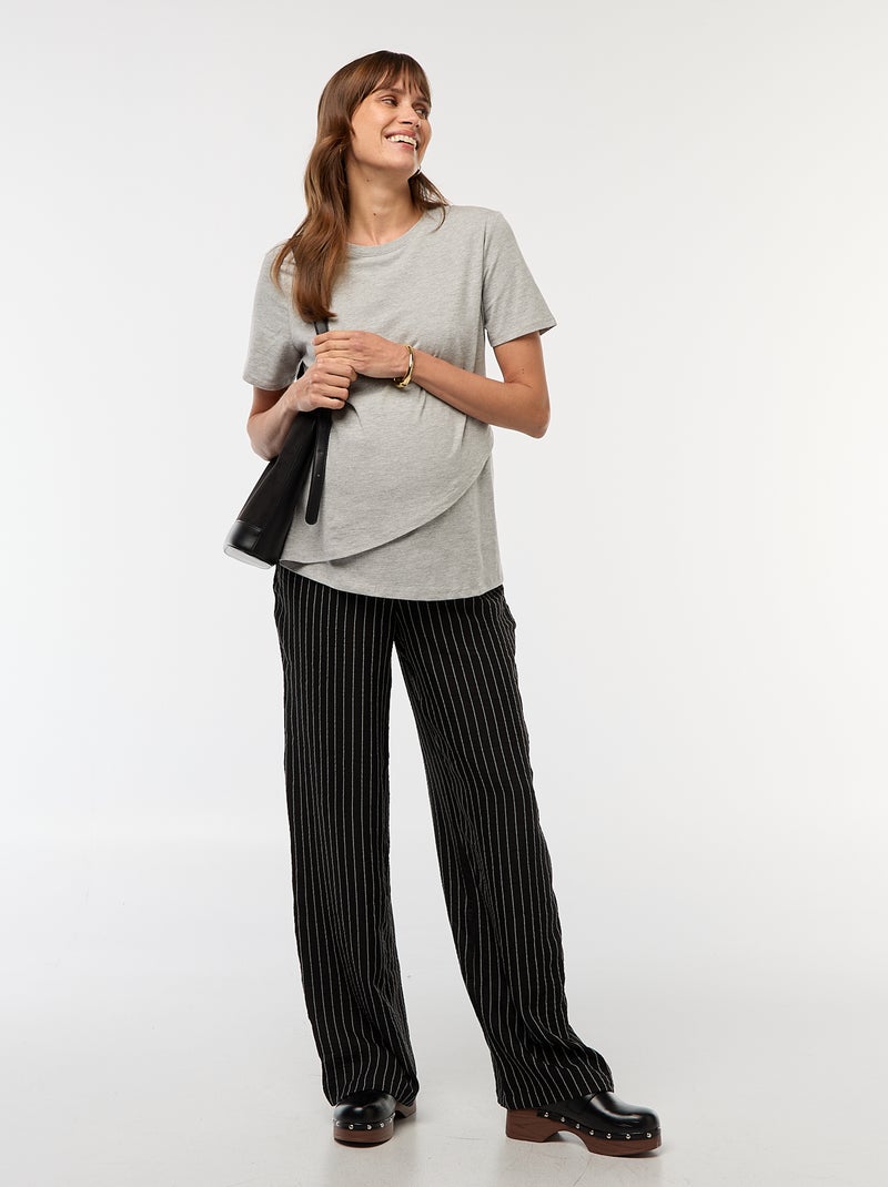 Tee-shirt basique d'allaitement Gris - Kiabi