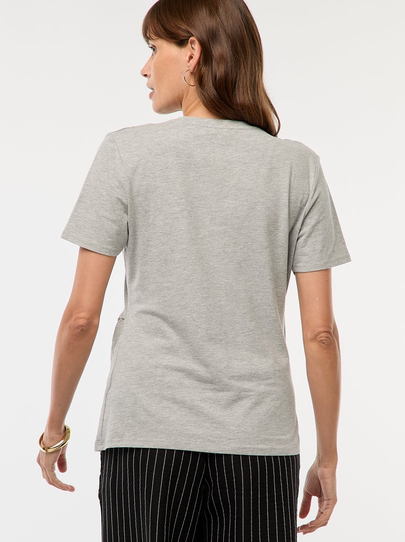 Tee-shirt basique d'allaitement Gris - Kiabi