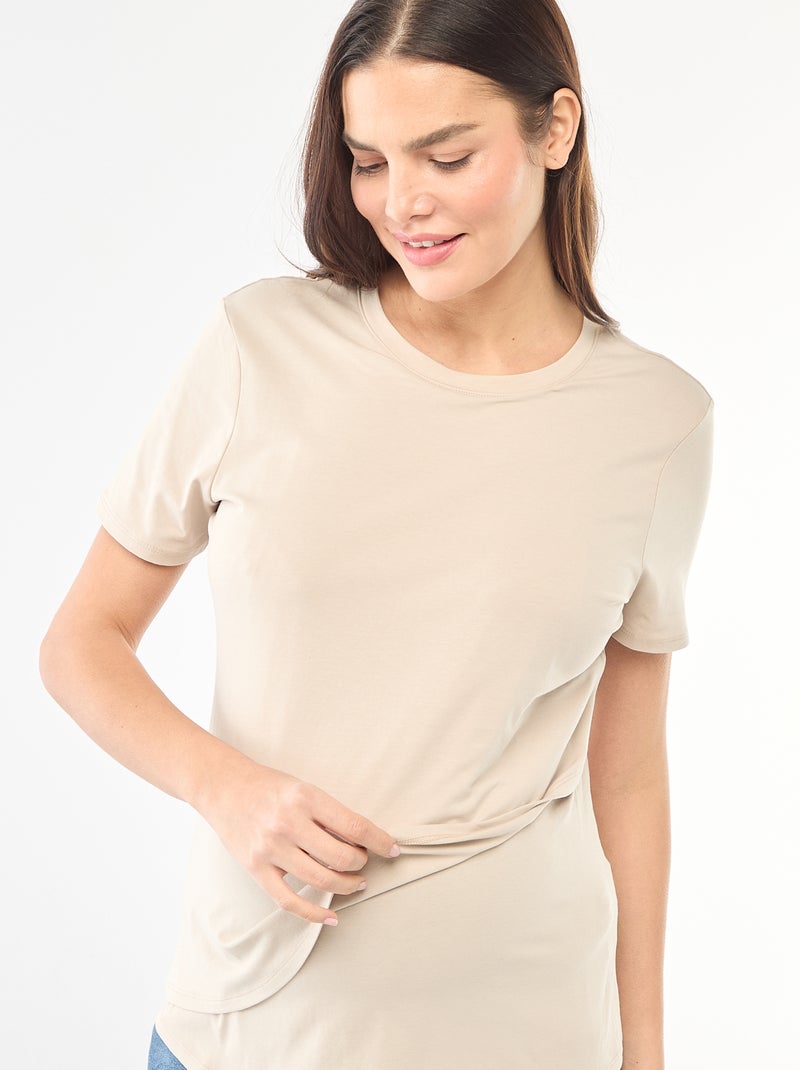Tee-shirt basique d'allaitement Gris - Kiabi