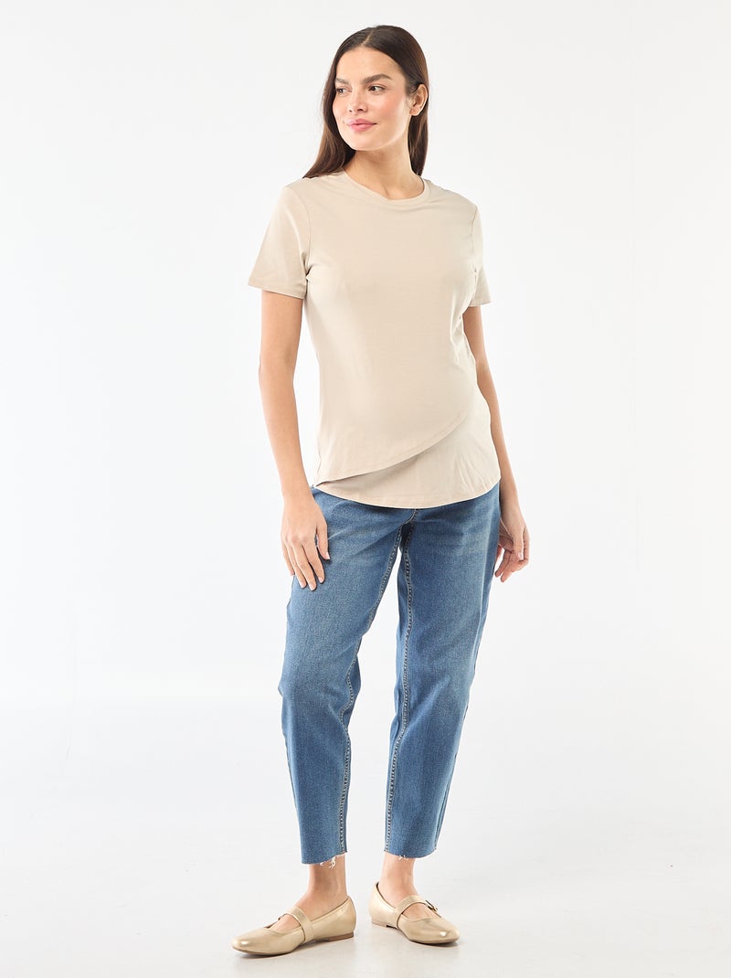 Tee-shirt basique d'allaitement Gris - Kiabi