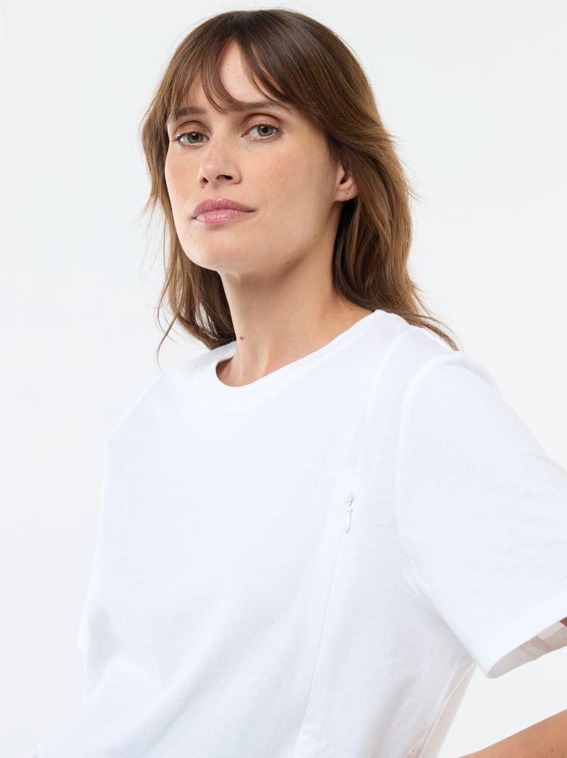 Tee-shirt basique d'allaitement manches courtes Blanc - Kiabi
