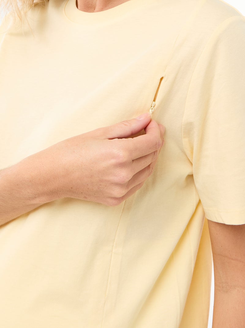 Tee-shirt basique d'allaitement manches courtes Jaune - Kiabi