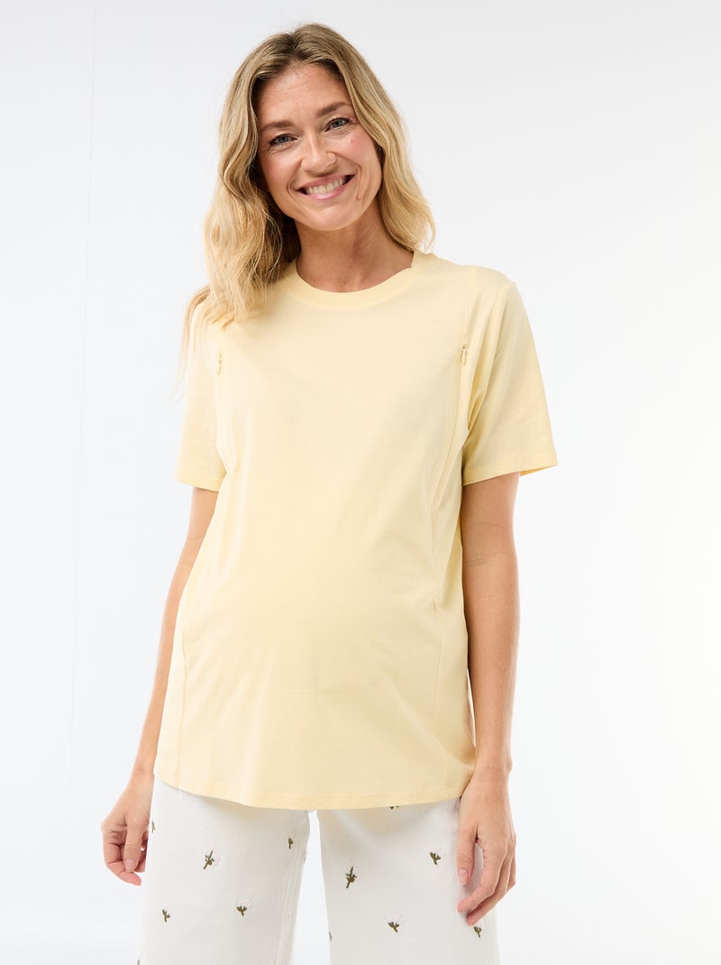 Tee-shirt basique d'allaitement manches courtes Jaune - Kiabi