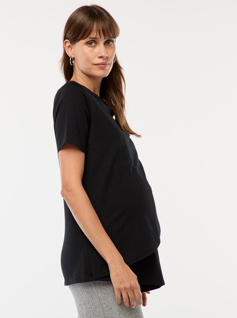 Tee-shirt basique d'allaitement Noir - Kiabi