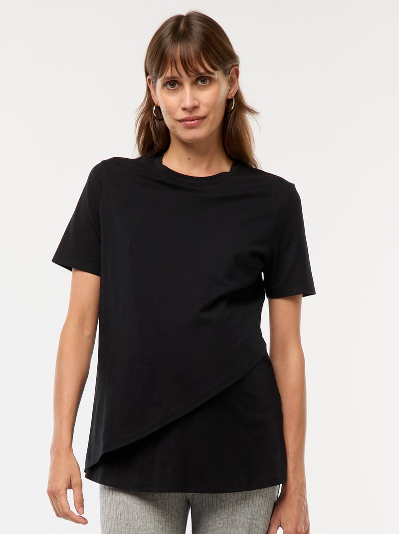 Tee-shirt basique d'allaitement Noir - Kiabi