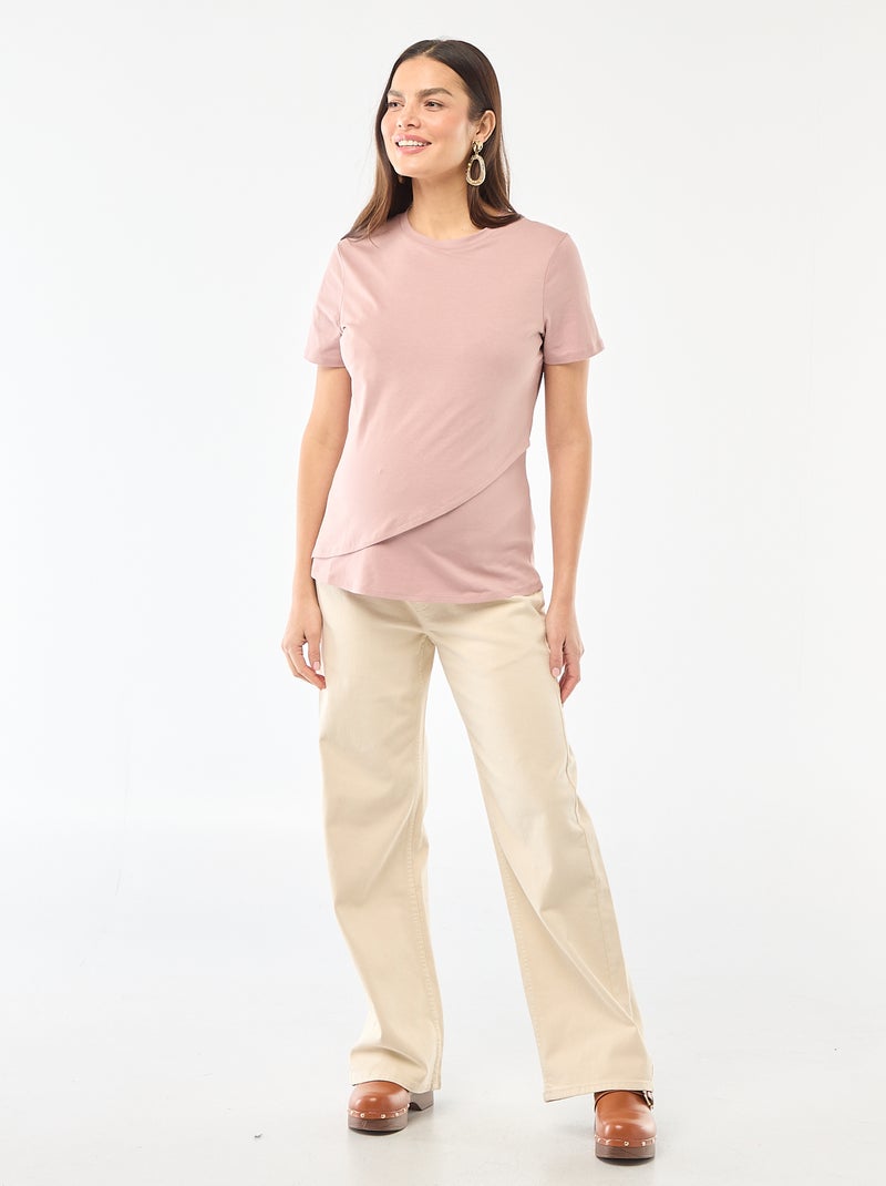 Tee-shirt basique d'allaitement Rose - Kiabi