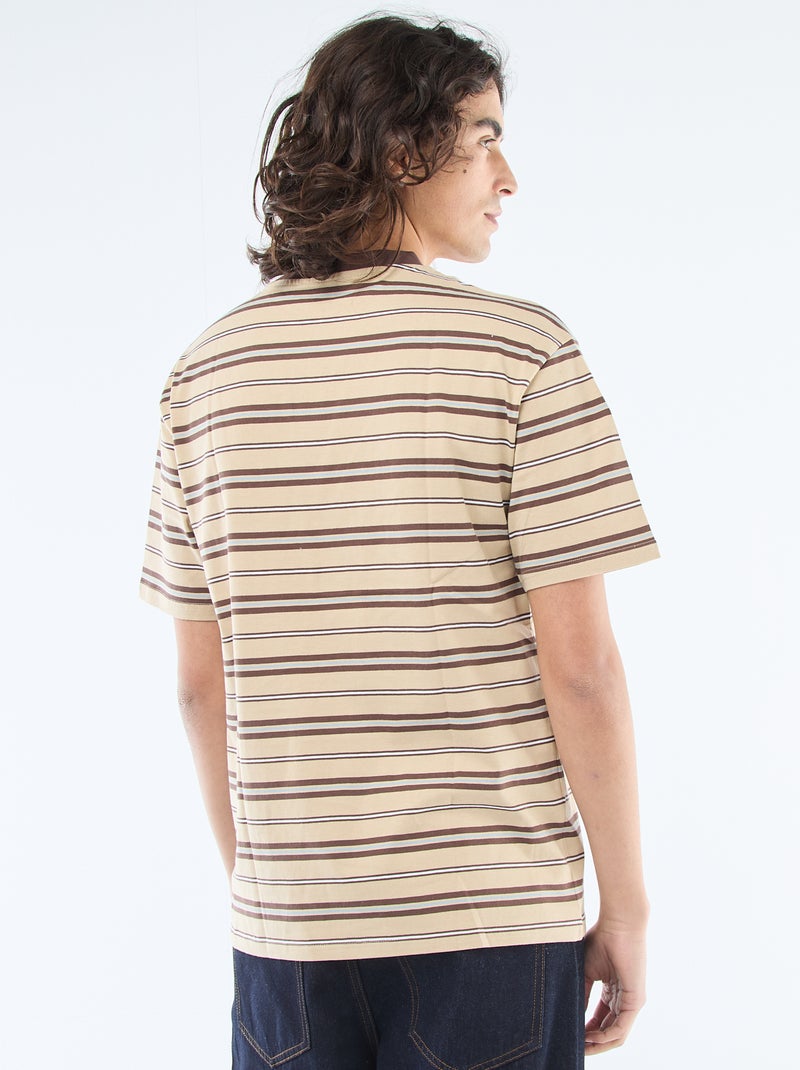 Tee-shirt basique rayé Beige - Kiabi