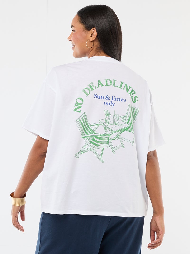 Tee-shirt coupe oversize à manches courtes Blanc - Kiabi