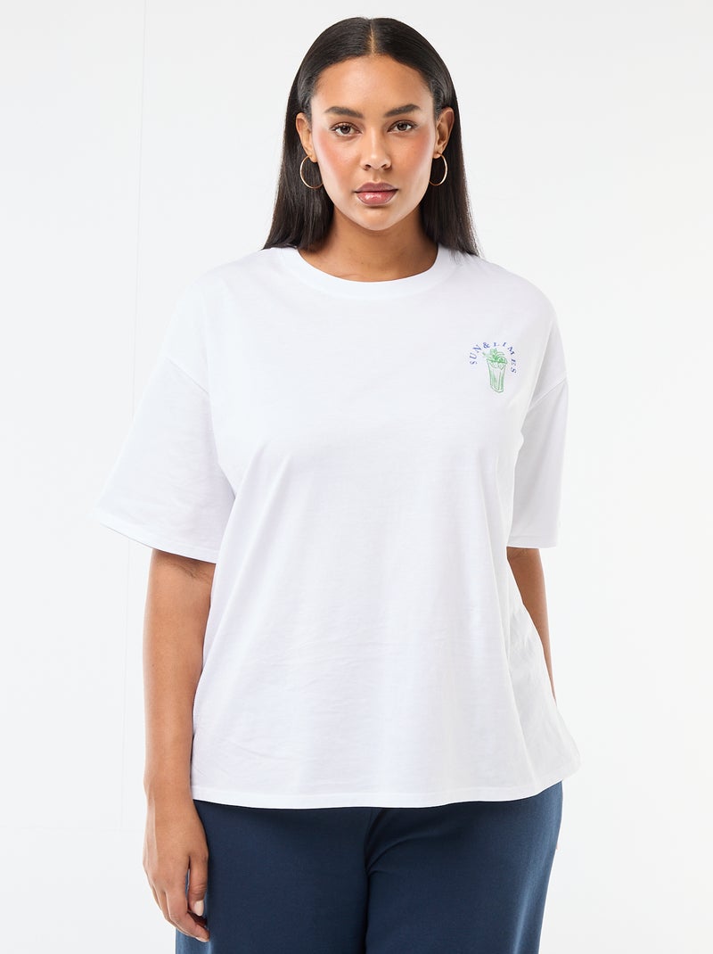 Tee-shirt coupe oversize à manches courtes Blanc - Kiabi