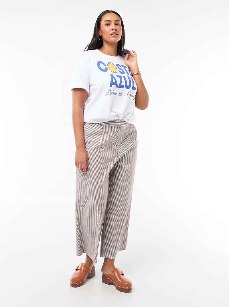 Tee-shirt coupe oversize à manches courtes Blanc - Kiabi