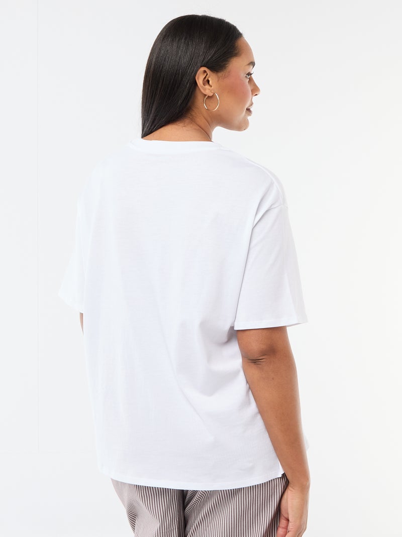 Tee-shirt coupe oversize à manches courtes Blanc - Kiabi