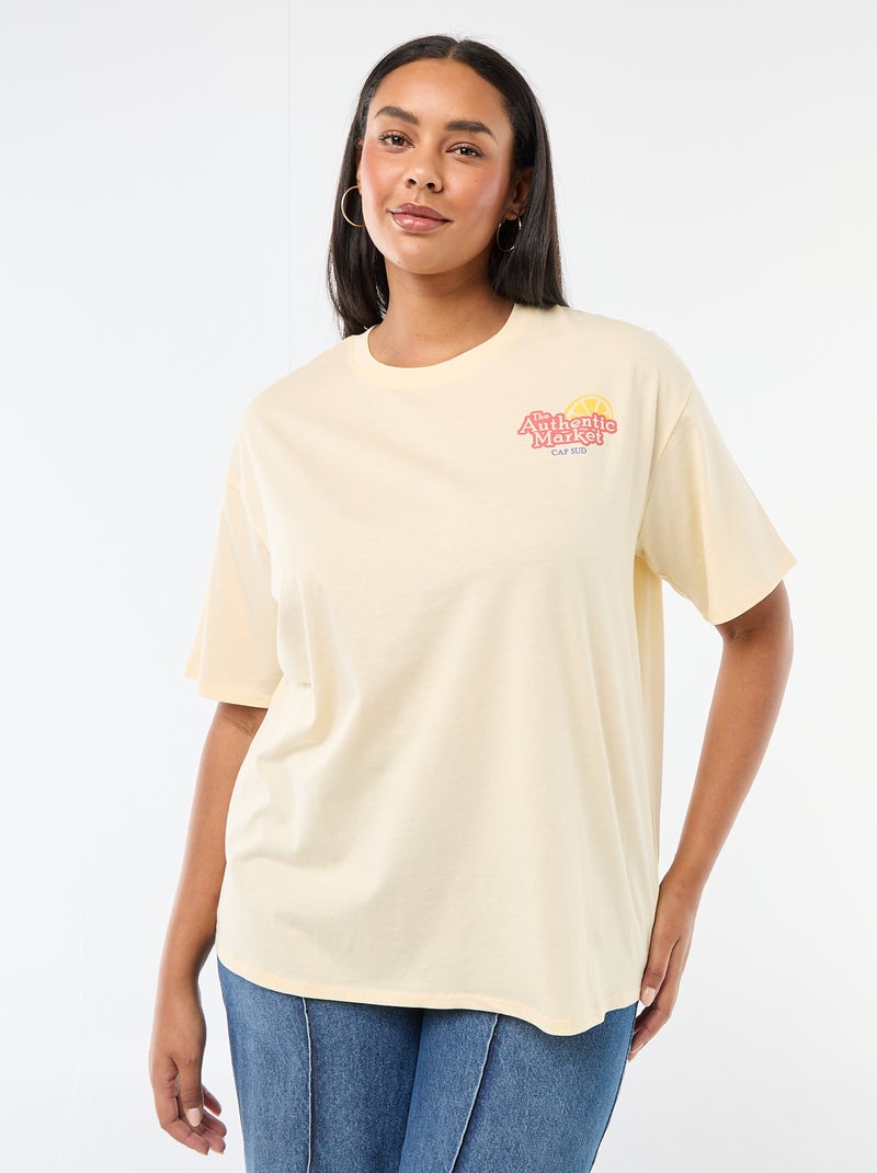 Tee-shirt coupe oversize à manches courtes Jaune - Kiabi