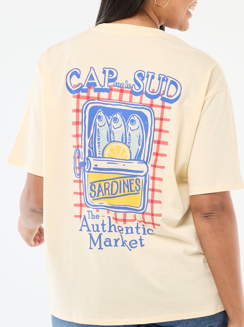 Tee-shirt coupe oversize à manches courtes Jaune - Kiabi