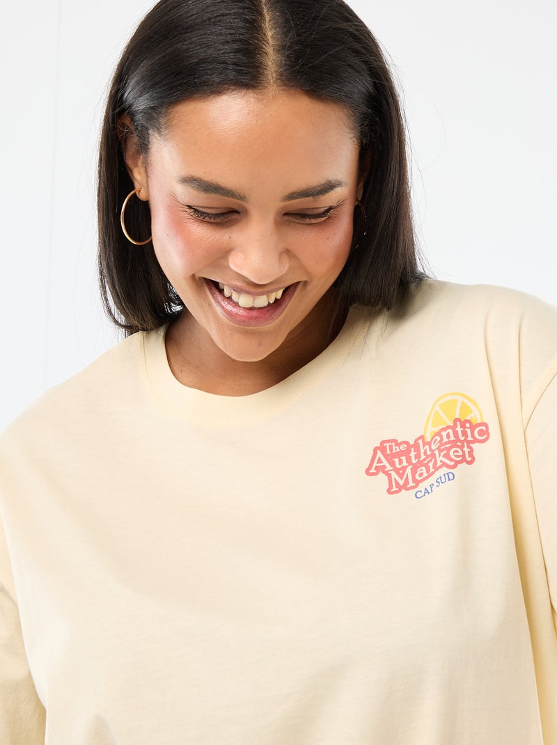 Tee-shirt coupe oversize à manches courtes Jaune - Kiabi