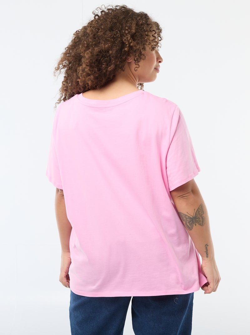 Tee-shirt coupe oversize à manches courtes Rose - Kiabi
