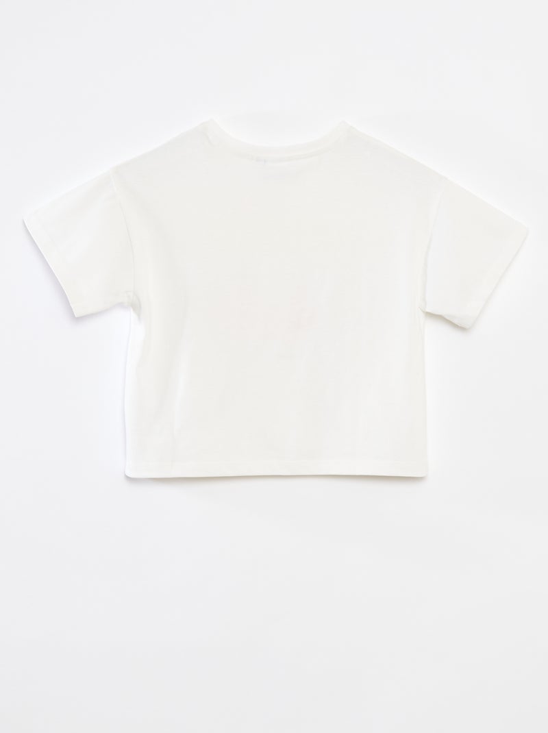 Tee-shirt crop top 'Angel' Blanc - Kiabi