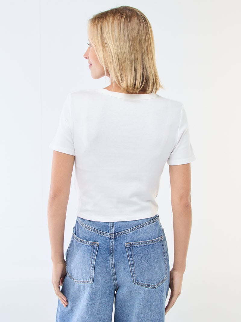 Tee-shirt crop top basique Blanc - Kiabi