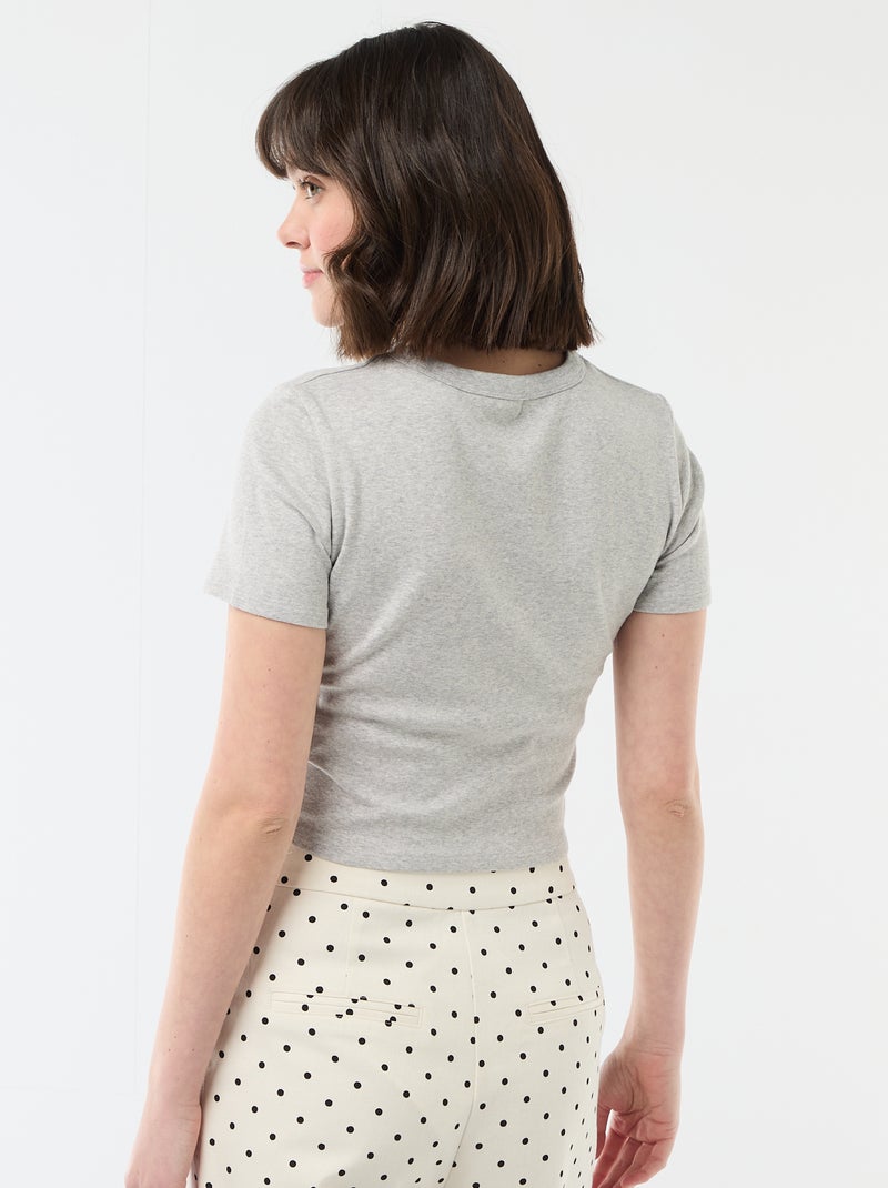 Tee-shirt crop top basique Gris - Kiabi