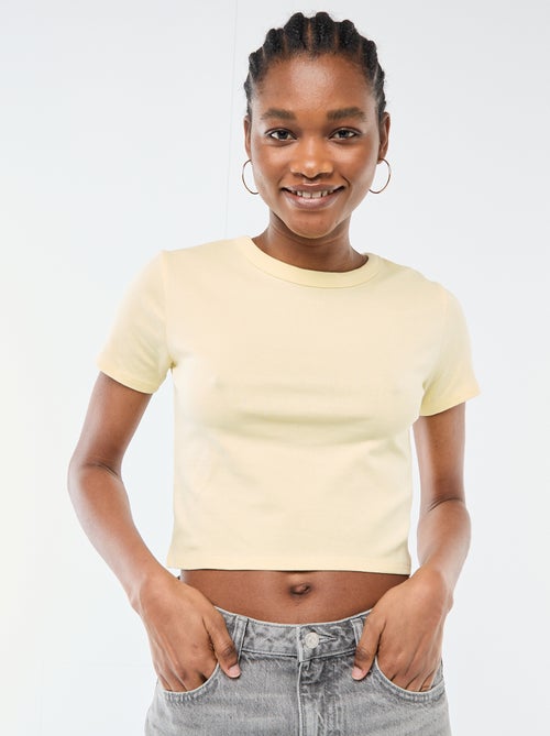 Tee-shirt crop top basique - Kiabi