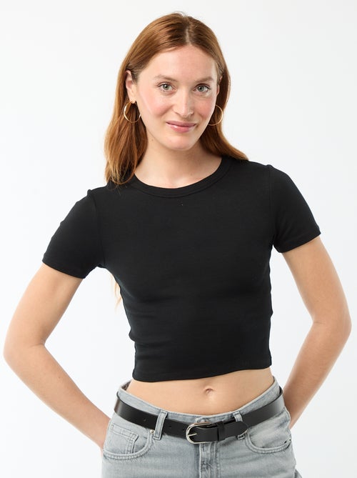 Tee-shirt crop top basique - Kiabi