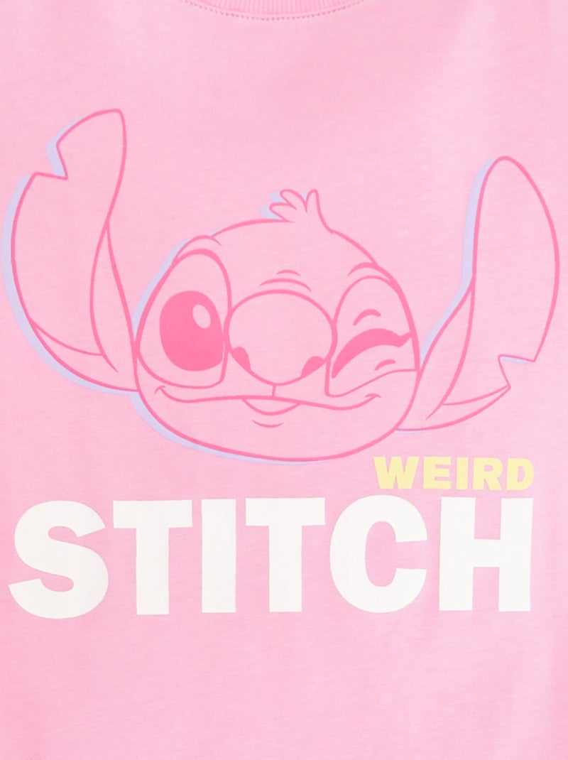 Tee-shirt crop top 'Stitch' Rose - Kiabi