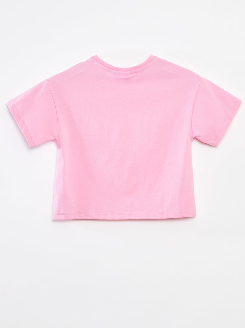 Tee-shirt crop top 'Stitch' Rose - Kiabi