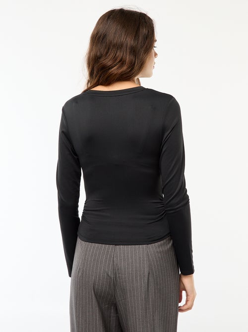 Tee-shirt cropped avec effet froissé - Kiabi