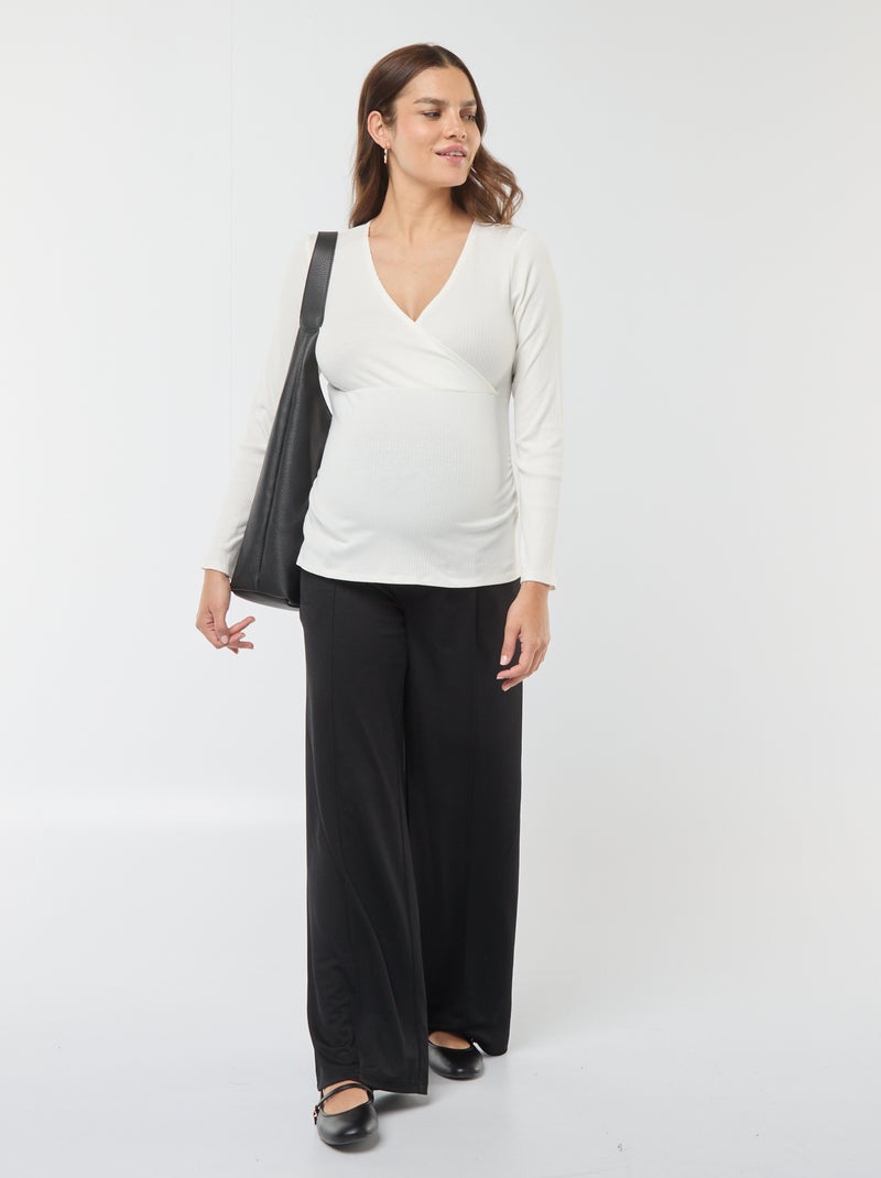 Tee-shirt d'allaitement cache-coeur Blanc - Kiabi