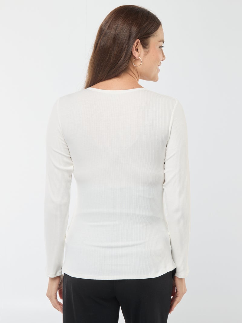 Tee-shirt d'allaitement cache-coeur Blanc - Kiabi