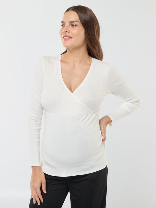 Tee-shirt d'allaitement cache-coeur - Kiabi