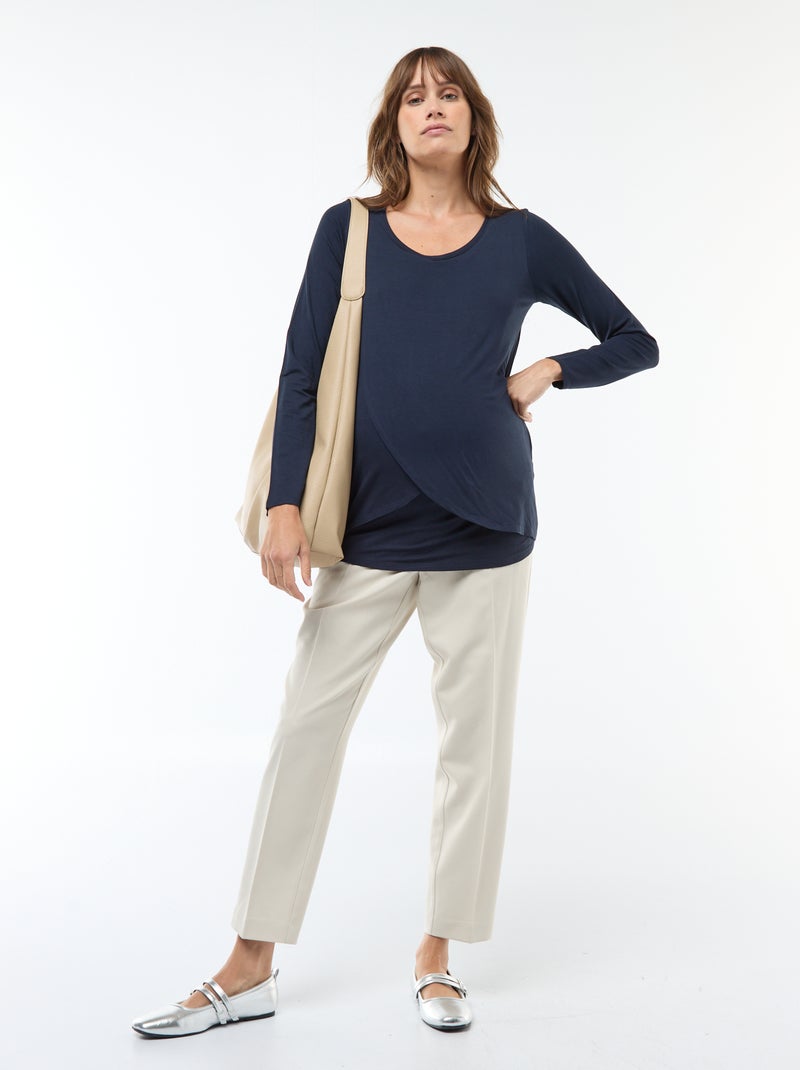 Tee-shirt d'allaitement chiné Bleu - Kiabi