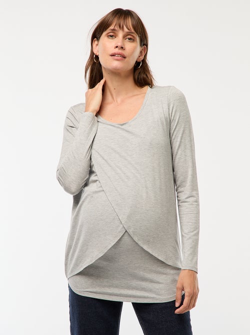 Tee-shirt d'allaitement chiné - Kiabi