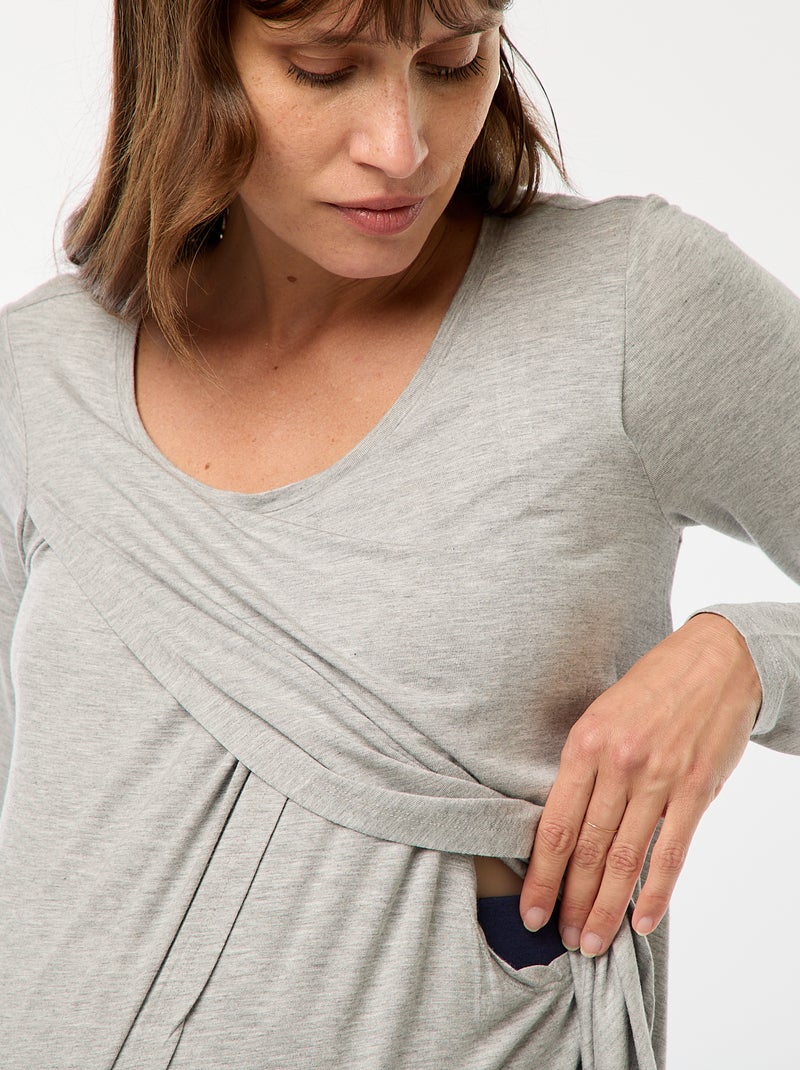 Tee-shirt d'allaitement chiné Gris - Kiabi