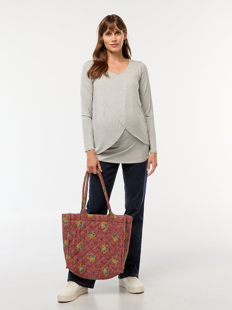 Tee-shirt d'allaitement chiné Gris - Kiabi