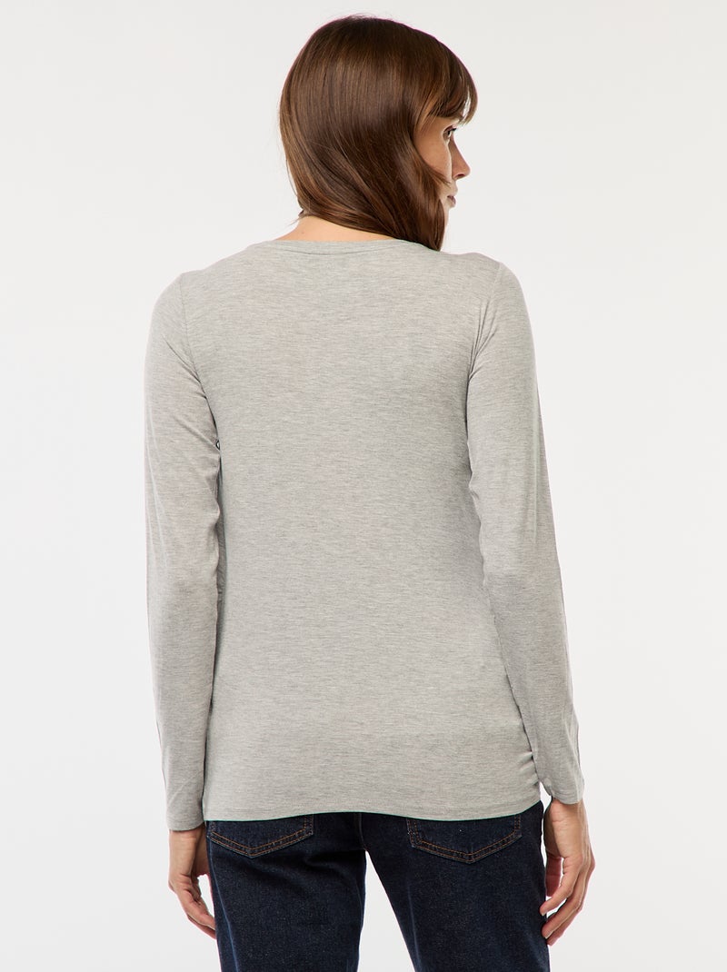 Tee-shirt d'allaitement chiné Gris - Kiabi