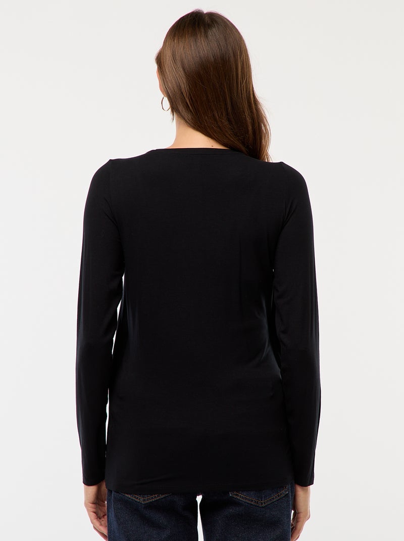 Tee-shirt d'allaitement chiné Noir - Kiabi