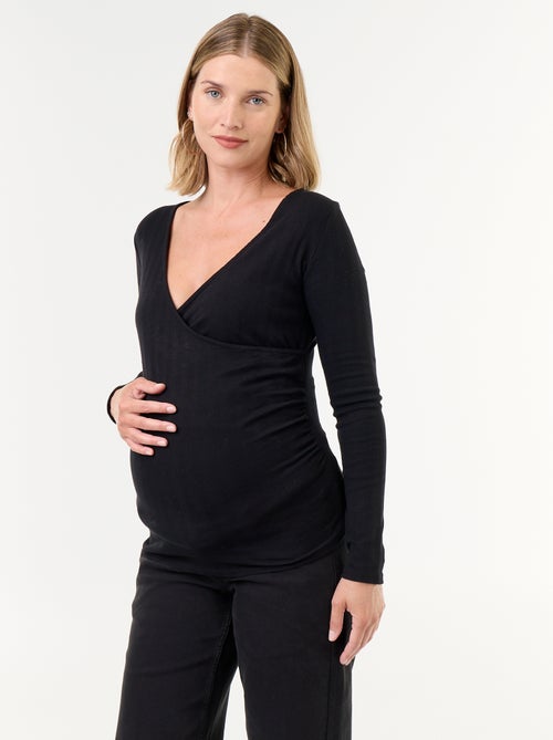 Tee-shirt d'allaitement col cache-coeur - Kiabi Tee-shirt d'allaitement col cache-coeur - Kiabi