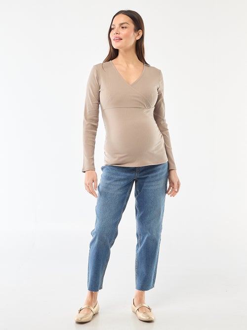 Tee-shirt d'allaitement côtelé - Kiabi