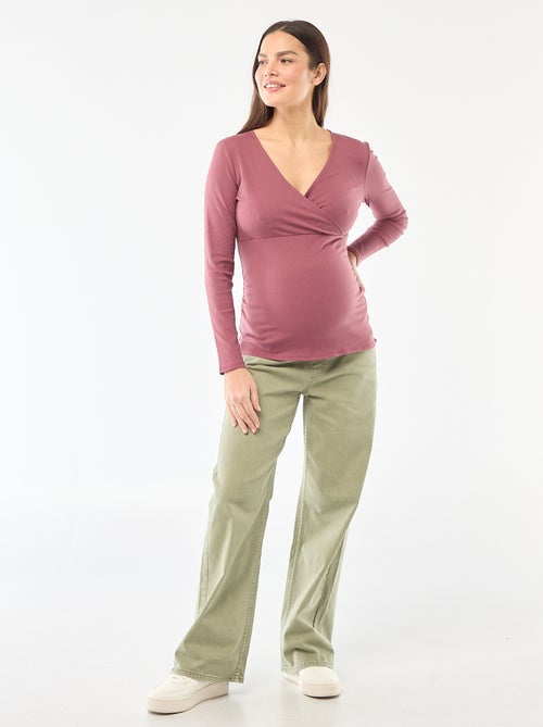 Tee-shirt d'allaitement côtelé - Kiabi