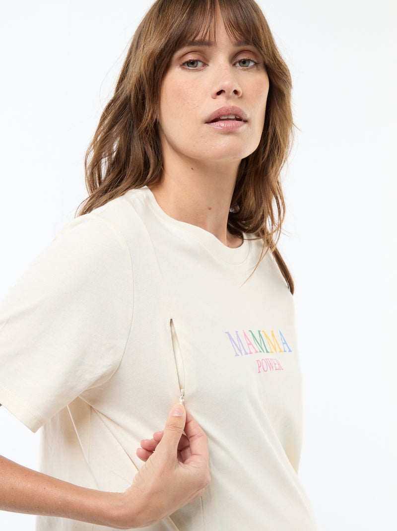 Tee-shirt d'allaitement imprimé à manches courtes Blanc - Kiabi