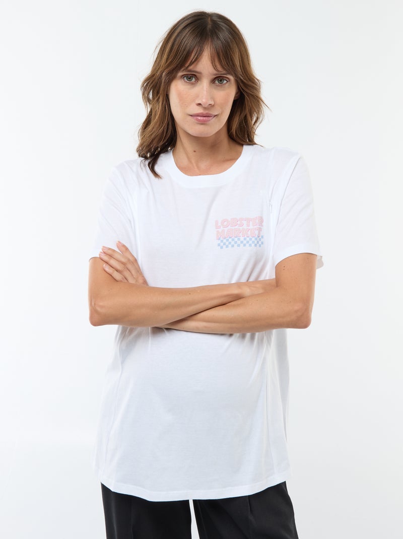 Tee-shirt d'allaitement imprimé à manches courtes Blanc - Kiabi
