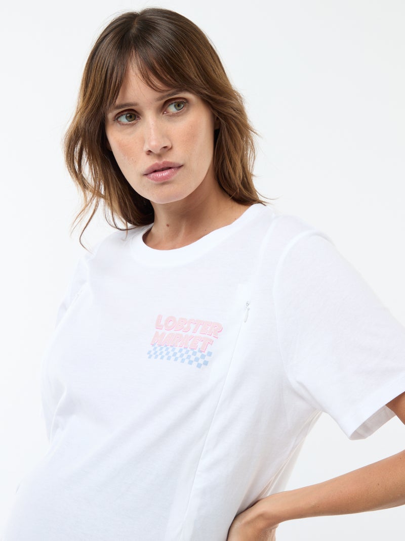 Tee-shirt d'allaitement imprimé à manches courtes Blanc - Kiabi
