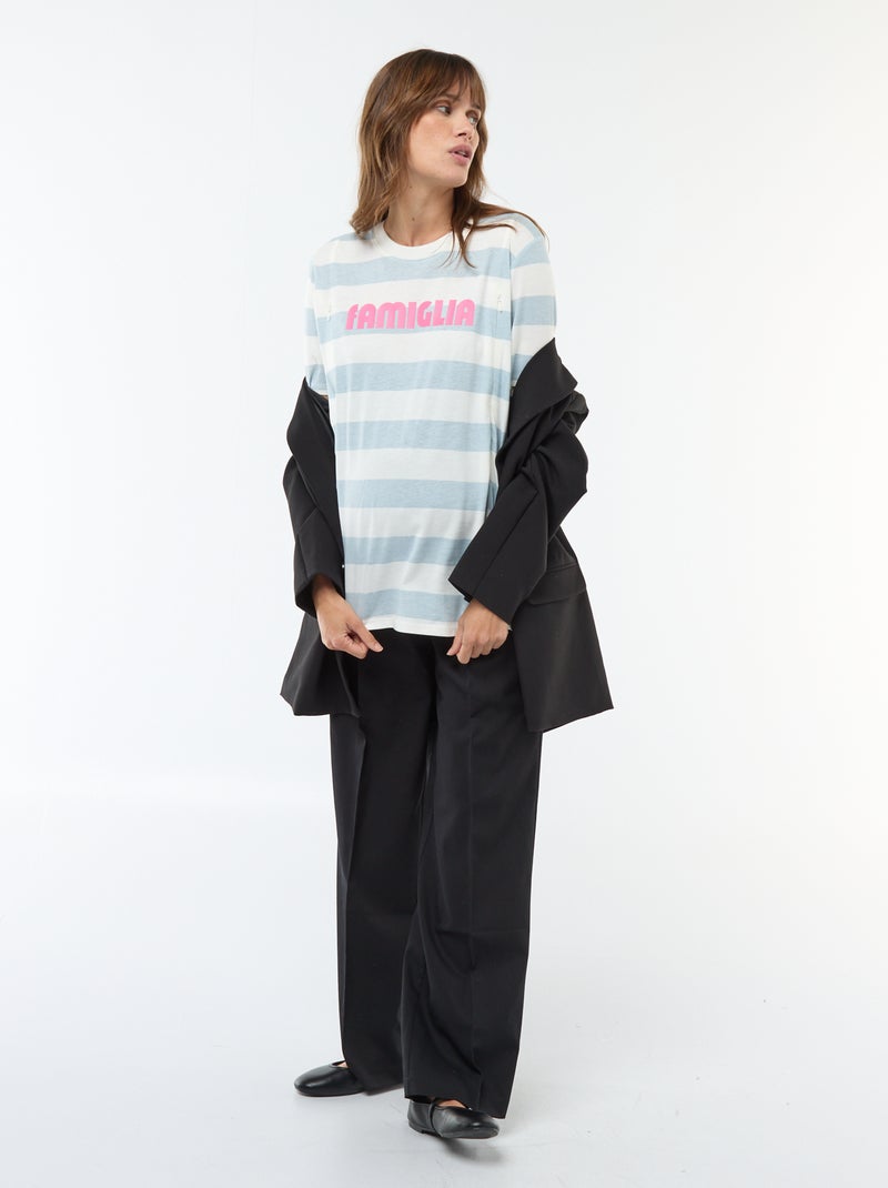 Tee-shirt d'allaitement imprimé à manches courtes Bleu - Kiabi