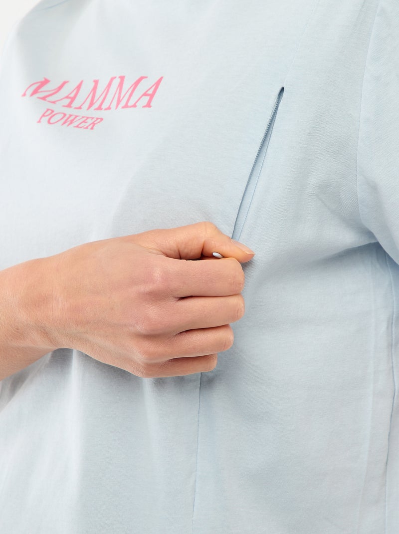 Tee-shirt d'allaitement imprimé à manches courtes Bleu - Kiabi